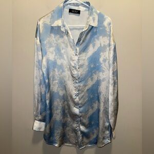 AKIRA Sky Blue and White Cloud Mini Dress